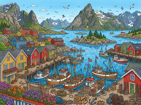 Norwegian Fjord Fishing Village