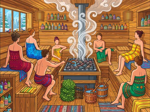 Steam Rising In A Sauna