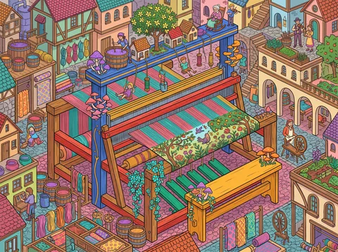 Weaving Loom in the Dye-Works Town