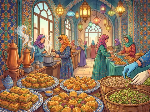 Sweets Shop Beneath Painted Arches