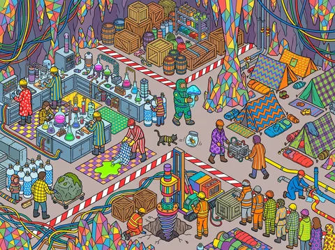 Research Camp Inside a Crystal Cave