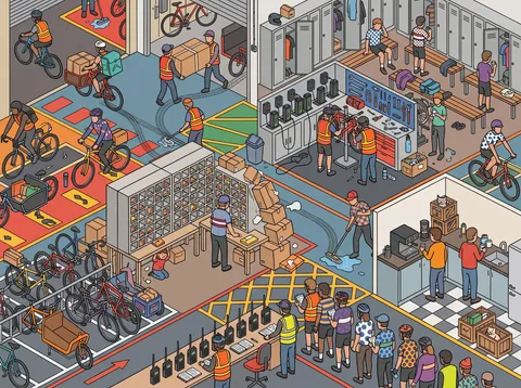 Bicycle Courier Depot in Full Swing