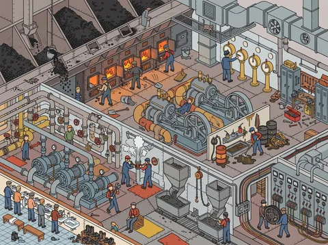 Deep in an Ocean Liner's Engine Room