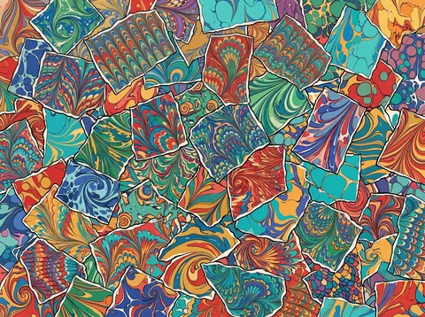 Torn Scraps of Marbled Paper