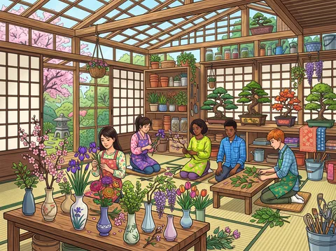 Ikebana Class In A Greenhouse