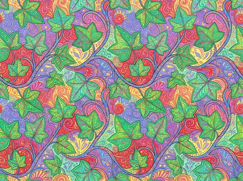 Ivy Leaves on Psychedelic Swirls