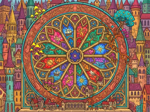 Rose Window Above the Spire Town