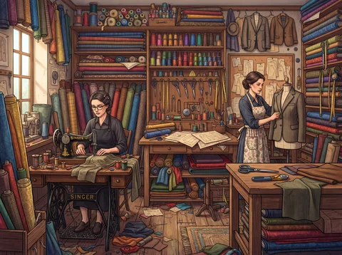 Tailor Atelier Packed with Fabrics