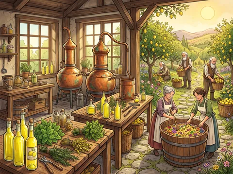 Limoncello Makers Beside a Lemon Grove