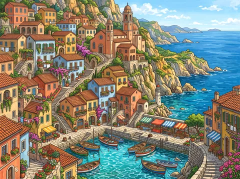 Cliffside Fishing Village Harbor