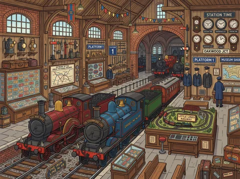 Steam Locomotives in a Railway Museum