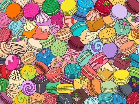 Macarons and Petit Fours Pile