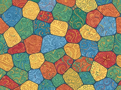 Colorful Swirl Pebble Mosaic