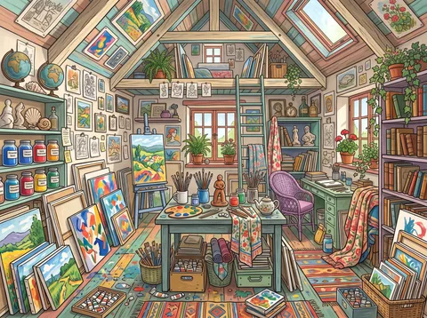 Artist Studio Filled with Supplies