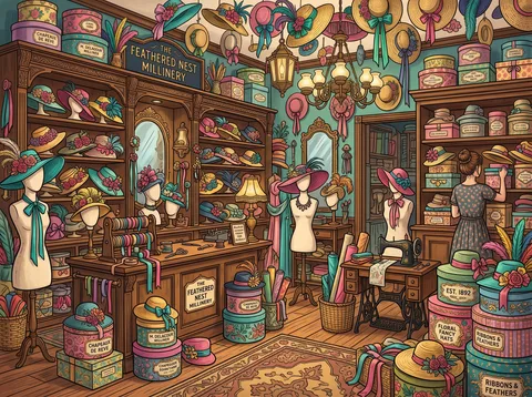 Person Organizing Hat Shop Interior