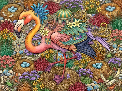 Flamingo Theater Among the Marsh Nests