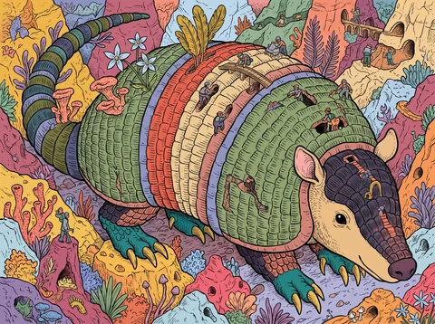 Armadillo Crossing the Rocky Escarpment