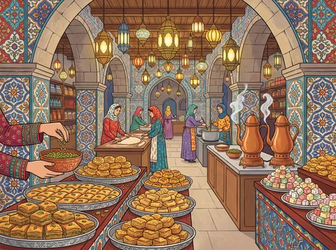 Preparing Sweets In Tiled Bazaar
