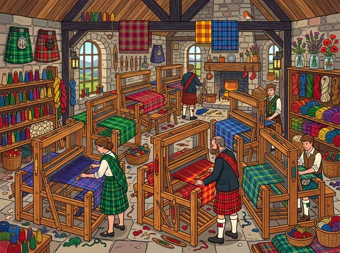 Weavers At Work In A Loom Hall