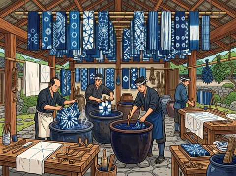 Indigo Dyers At Work In Courtyard