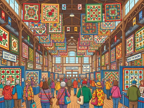 Crowds at a Handmade Quilt Show