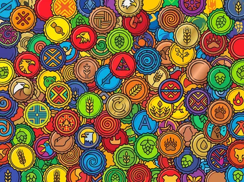 Bottle Caps in Bold Emblem Designs