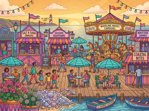 Seaside Boardwalk at Sunset
