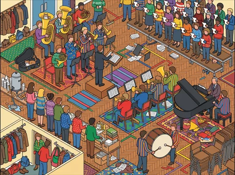 School Band and Choir Rehearsal