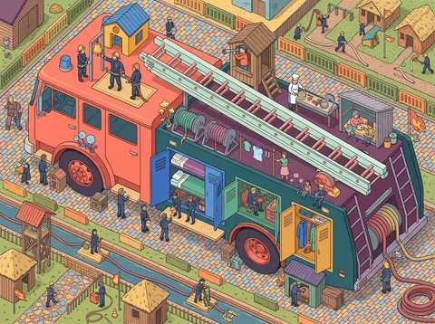 Fire Engine Camp on the Cobblestones