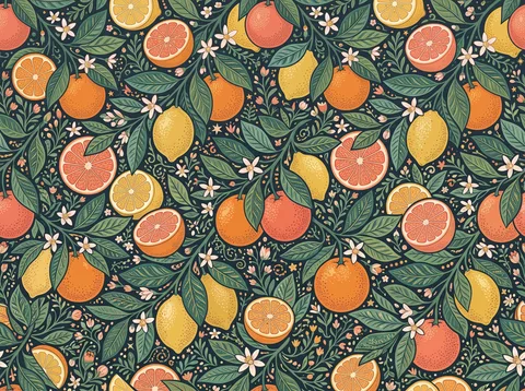 Citrus Grove Botanical Pattern