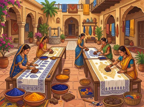 Block Printing In A Courtyard