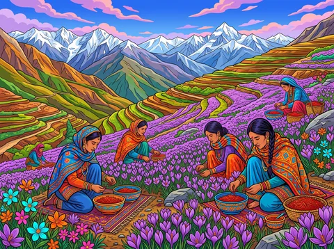 Women Harvesting Saffron In Highlands