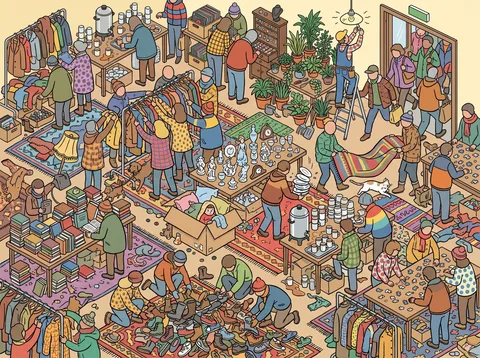 Village Hall Jumble Sale Crowd
