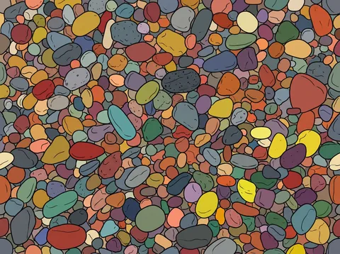 Smooth Pebbles Covering the Ground