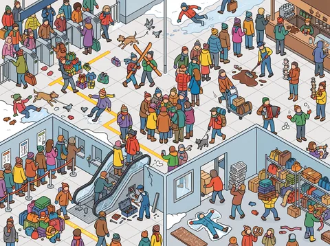 Winter Station Plaza Crowd
