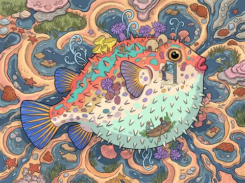 Pufferfish Above the Tide Pool Maze
