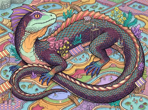 Basilisk Coiled Over the Mineral Springs