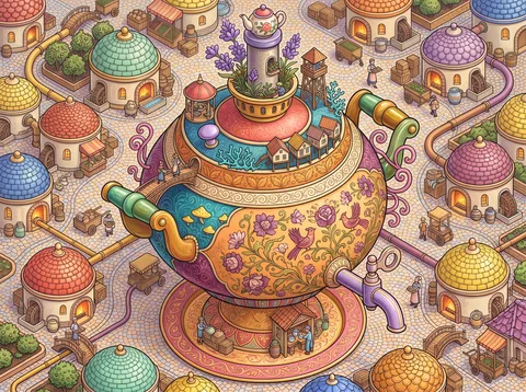 Samovar Among the Domed Tea Cisterns