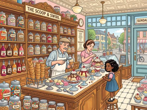 Ice Cream Parlor Counter Scene
