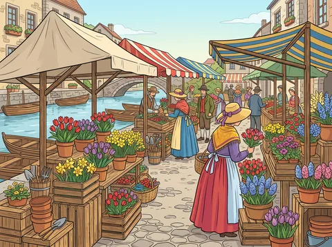 Canal Flower Market Morning