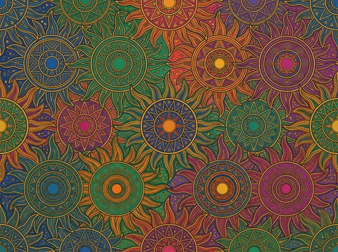 Tessellated Sun Disks in Mandala Colors