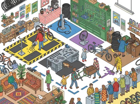 A Bustling Community Bike Workshop