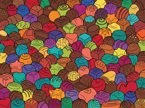 Assorted Chocolates Piled Together