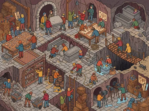 Archaeologists Exploring an Underground Ruin