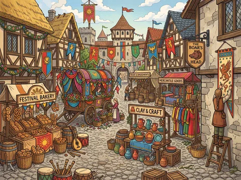 Preparing Medieval Festival Cour