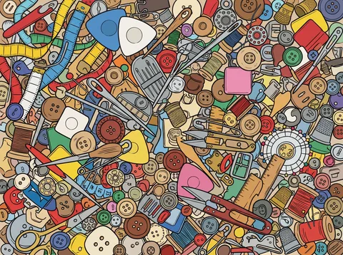 Sewing Notions in a Colorful Jumble