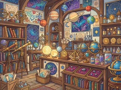 Astronomy Shop of Globes and Telescopes