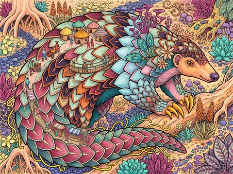 Pangolin Village Among the Purple Pebbles