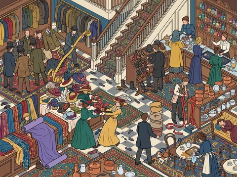 Bustling Edwardian Department Store