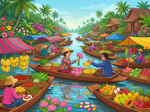 Floating Market Fruit Trade